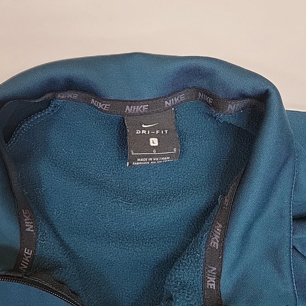 Nike Running Pullover Mens L Teal Dri-Fit Quarter Zip Top Jacket‎ Lined